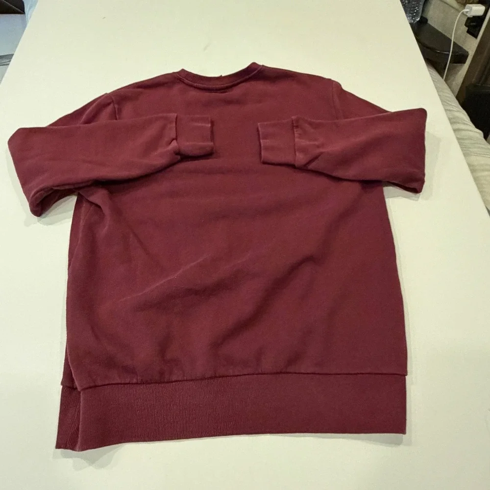 True Religion Men's M Burgundy Logo Sweatshirt Y2K Streetwear Oversized Crewneck